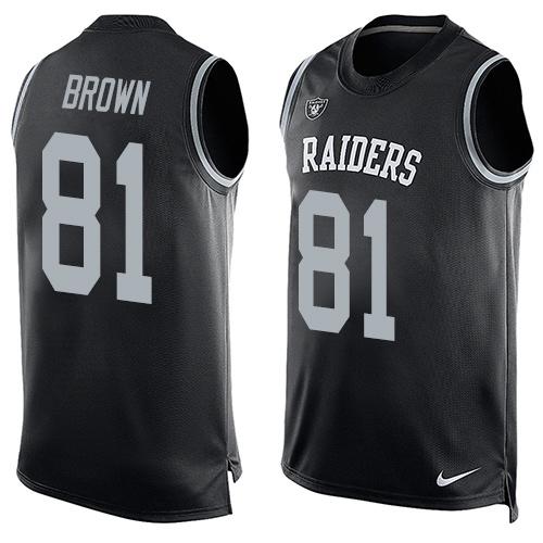 Nike Raiders #81 Tim Brown Black Team Color Men's Stitched NFL Limited Tank Top Jersey - Click Image to Close